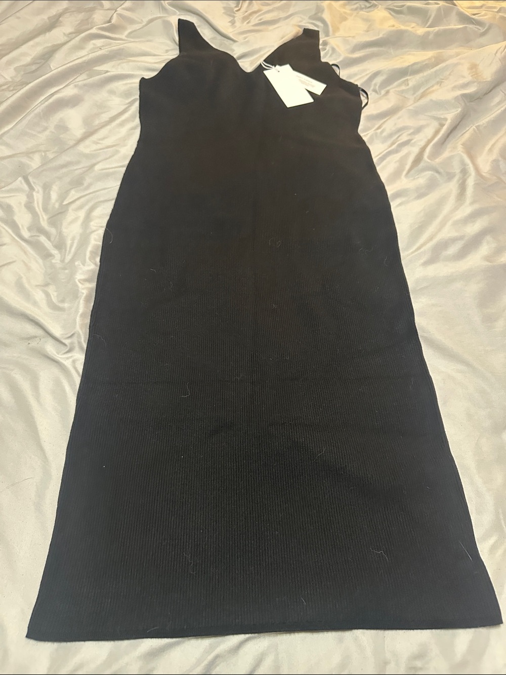 Sleeveless Black Ribbed Tank Midi Dress
